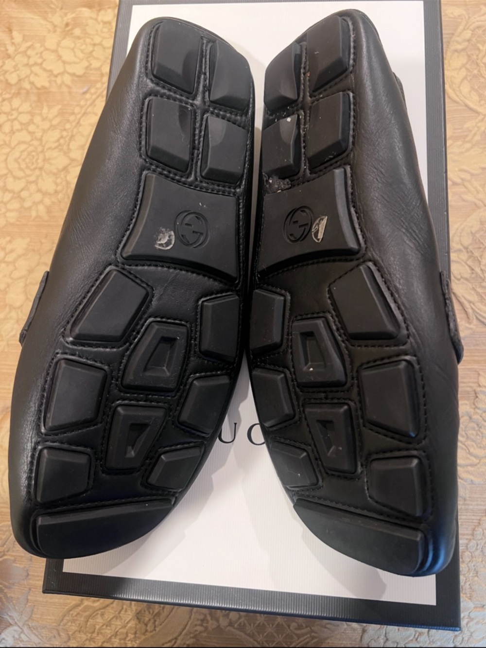 Authentic Gucci Black Leather Loafers with Green and Red Web & Gold Horsebit - Picture 5 of 8